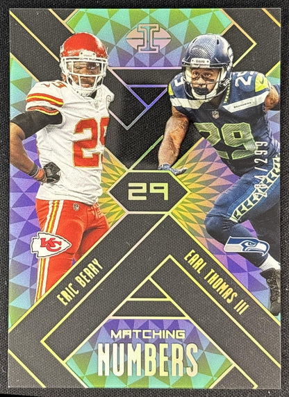 Earl Thomas III Eric Berry 2018 Panini Illusions Matching Numbers Gold /299
