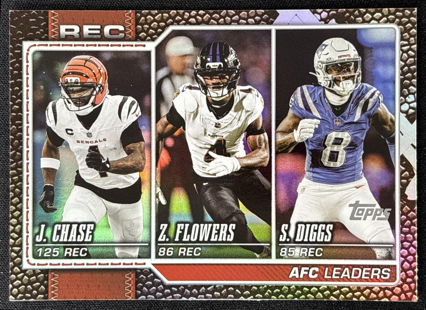 Stefon Diggs Ja'Marr Chase Zay Flowers 2026 Topps Football Leather Foil