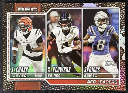 Stefon Diggs Ja'Marr Chase Zay Flowers 2026 Topps Football Leather Foil