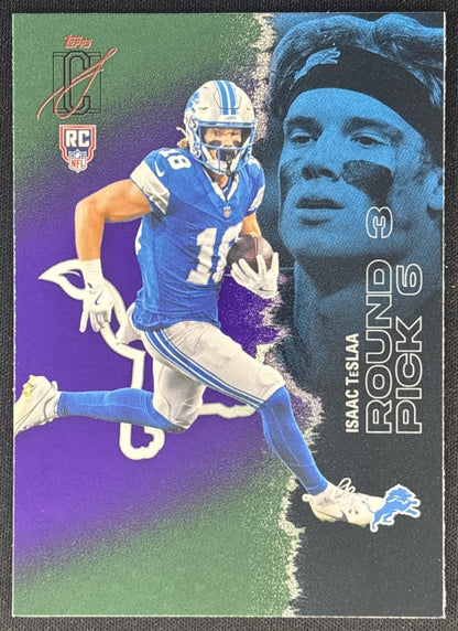 Isaac TeSlaa 2025 Topps Signature Class Rookie Green & Purple Foil Lions front