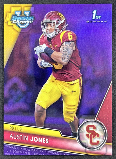 Austin Jones 2023 Bowman University Chrome Purple Refractor /399 Trojans