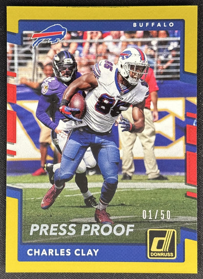 Charles Clay 2017 Panini Donruss Press Proof Gold /50 Bills front