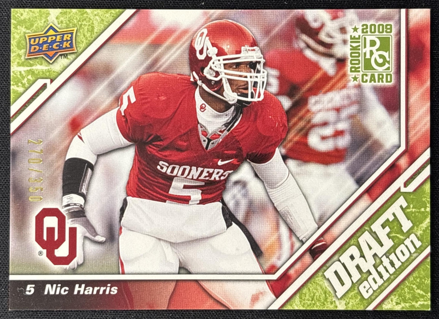 Nic Harris 2009 Upper Deck Draft Edition Green /350 Sooners front