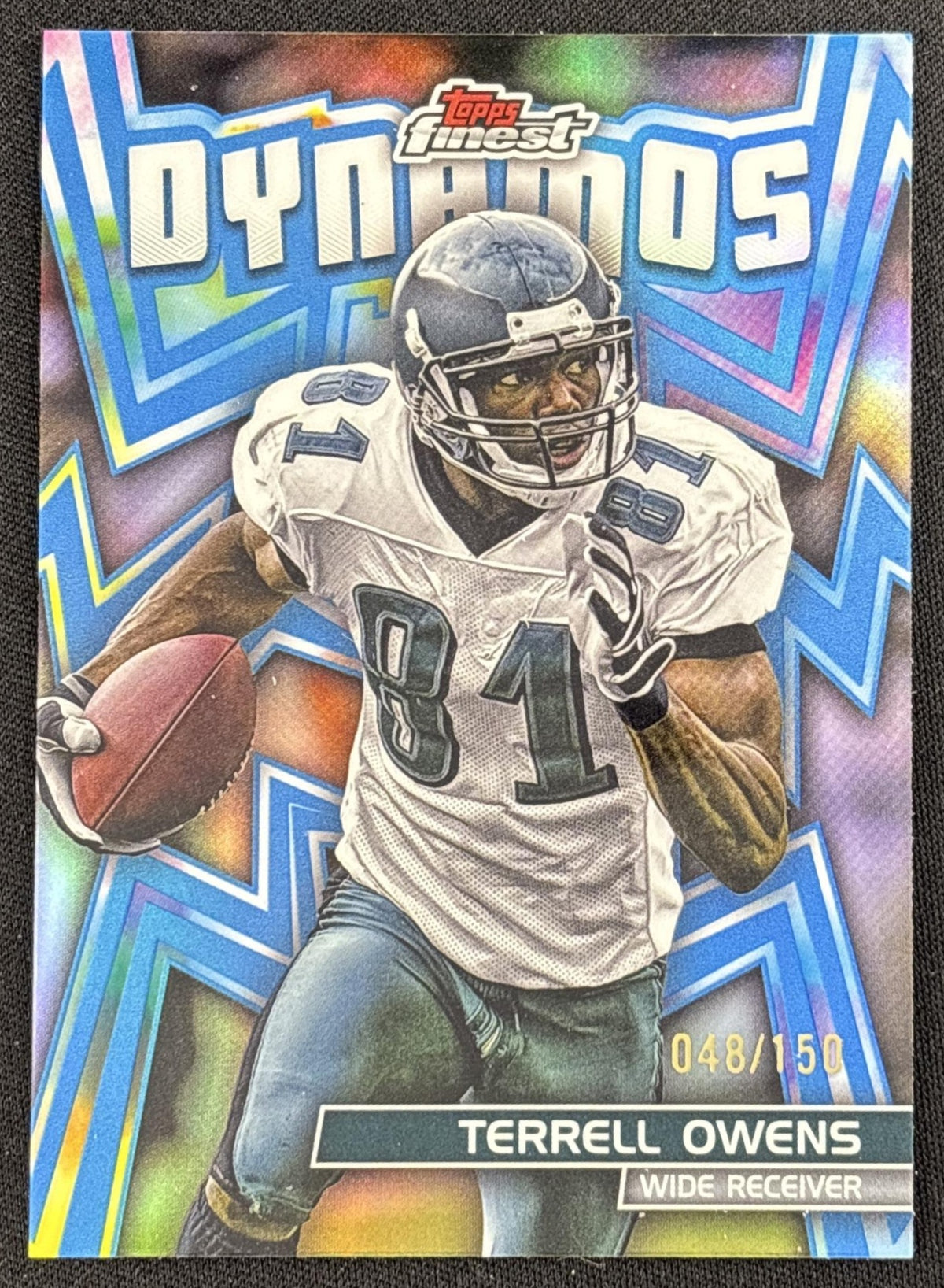 Terrell Owens 2024 Topps Finest Dynamos Sky Blue Refractor /150 Eagles