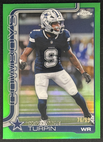KaVontae Turpin 2025 Topps Chrome Green Refractor /99 Cowboys front