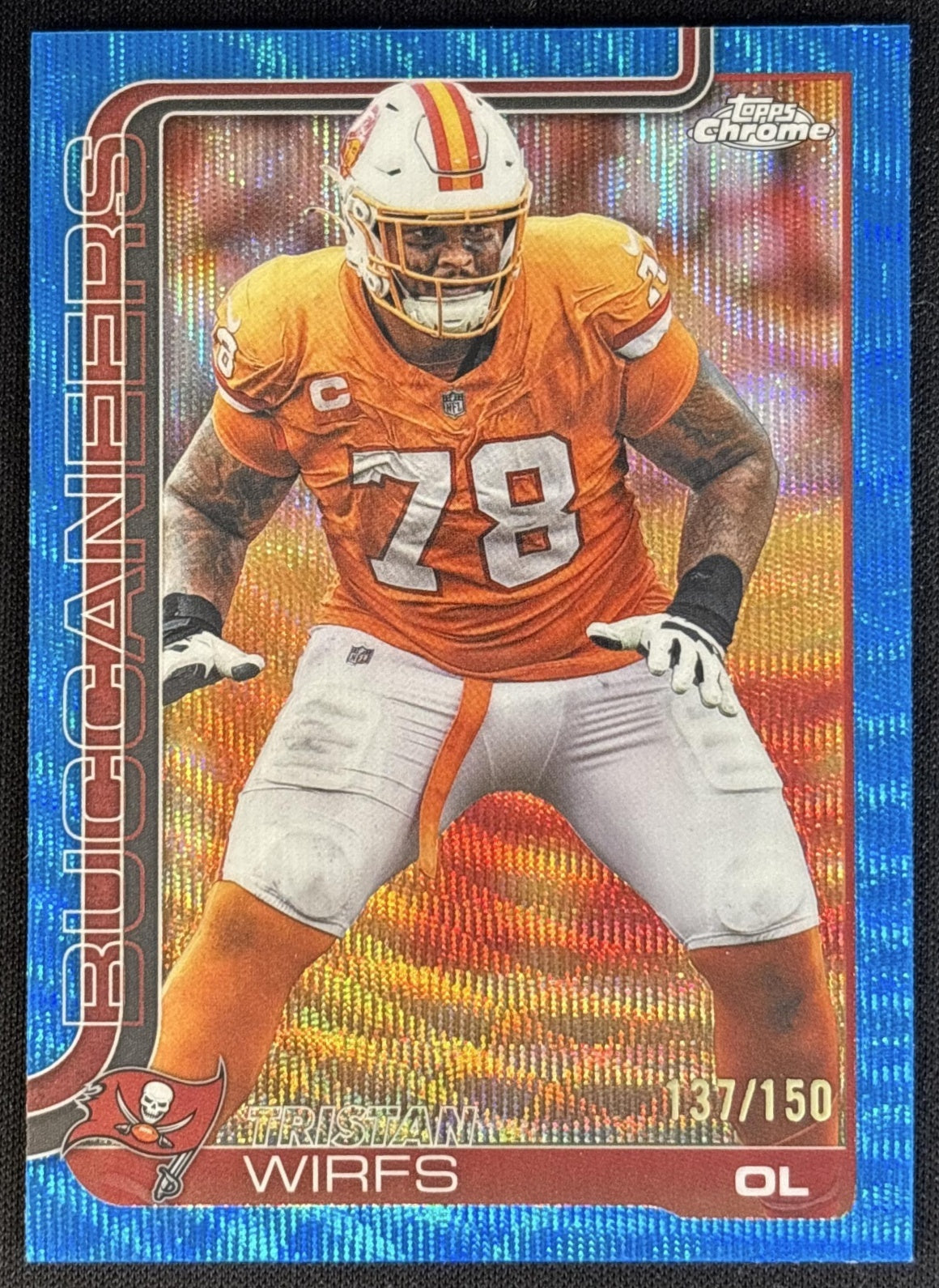 Tristan Wirfs 2025 Topps Chrome Blue Wave Refractor /150 Buccaneers Default Title Football