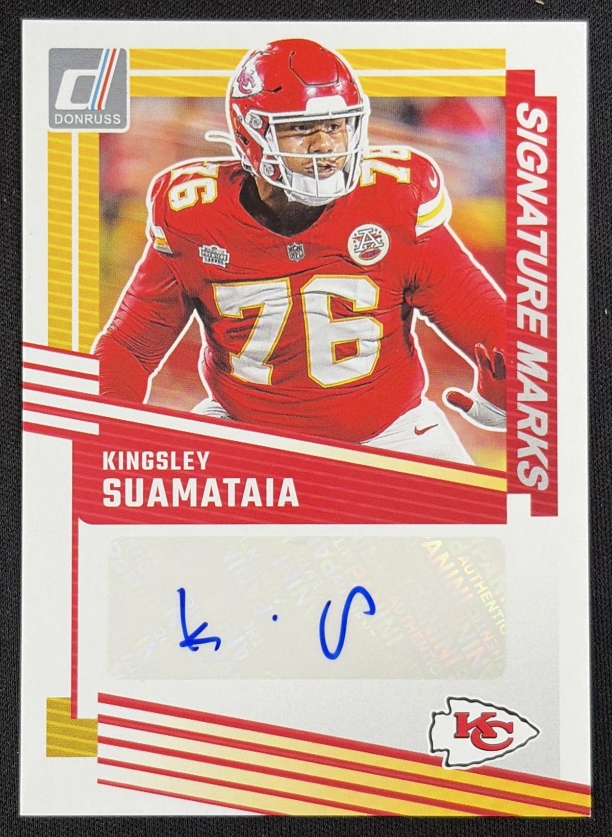 Kingsley Suamataia 2025 Panini Donruss Signature Marks Chiefs