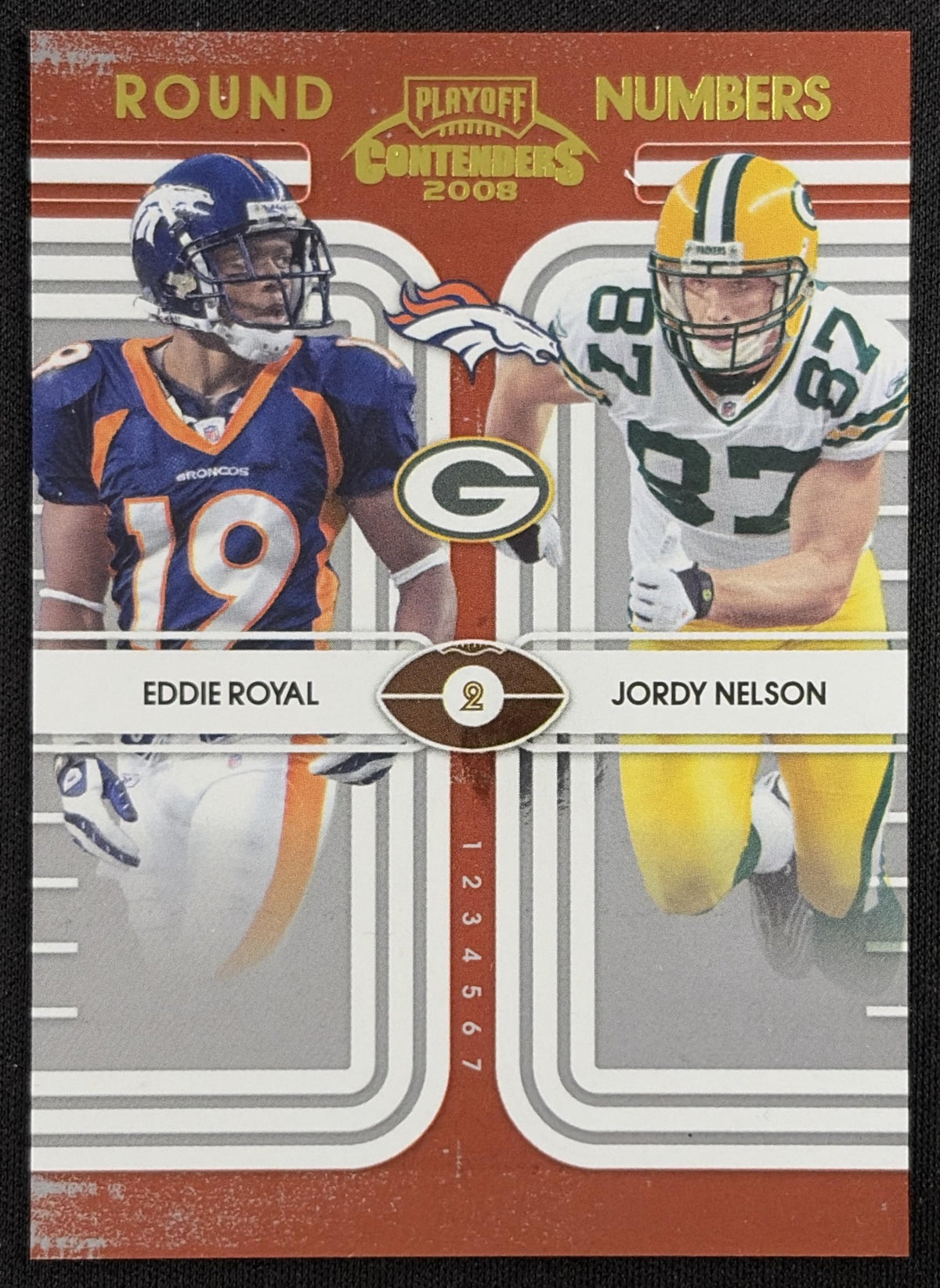 Eddie Royal Jordy Nelson 2008 Playoff Contenders Round Numbers /500 Packers Broncos
