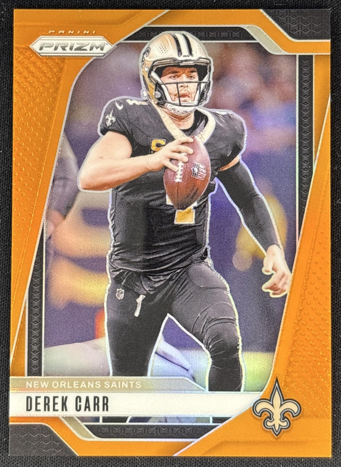 Derek Carr 2024 Panini Prizm Orange /249 Saints Front