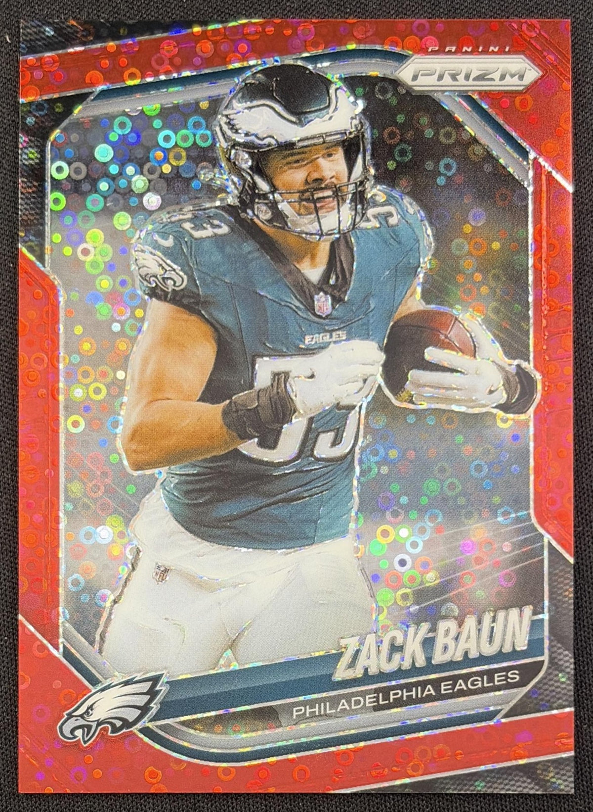 Zack Baun 2025 Panini Prizm No Huddle Red /99 Eagles Philadelphia Eagles