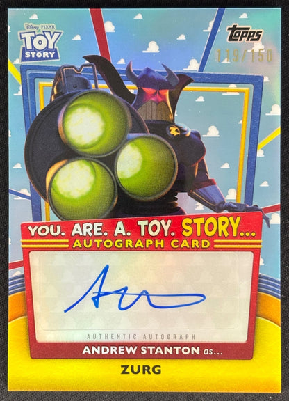 Andrew Stanton as Zurg 2025 Pixar Crystal 30 Years of Toy Story You. Are. A. Toy. Story... Auto Blue Sky Refractor /150 Non-Sports Trading Cards