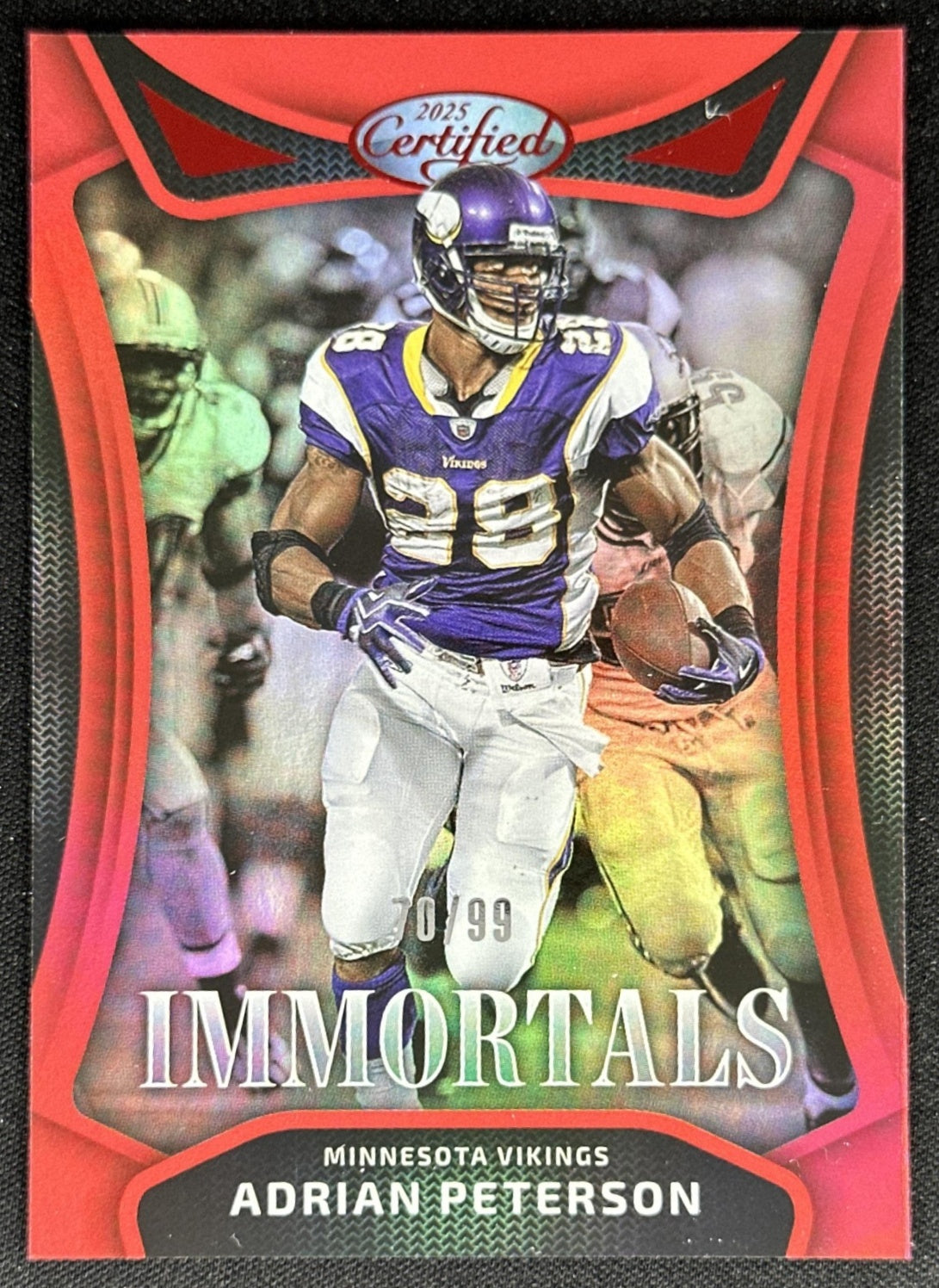 Adrian Peterson 2025 Panini Certified Immortals Mirror Red /99 Vikings