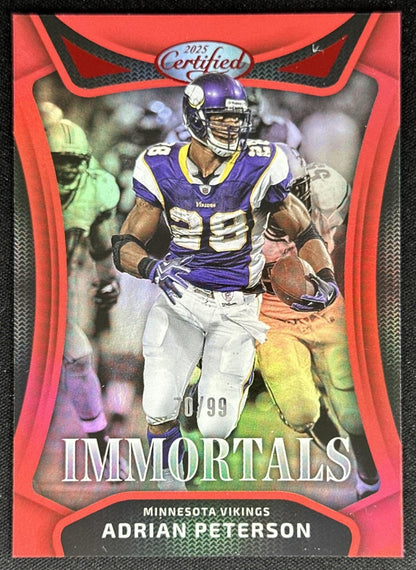 Adrian Peterson 2025 Panini Certified Immortals Mirror Red /99 Vikings