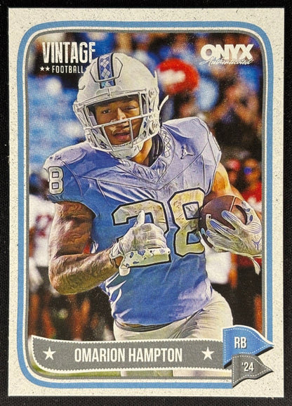 Omarion Hampton 2024 Onyx Vintage Collection Tar Heels Sports Trading Cards