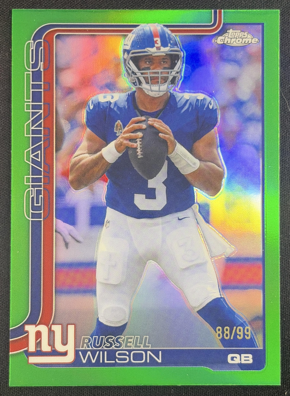 Russell Wilson 2025 Topps Chrome Green Refractor /99 Giants
