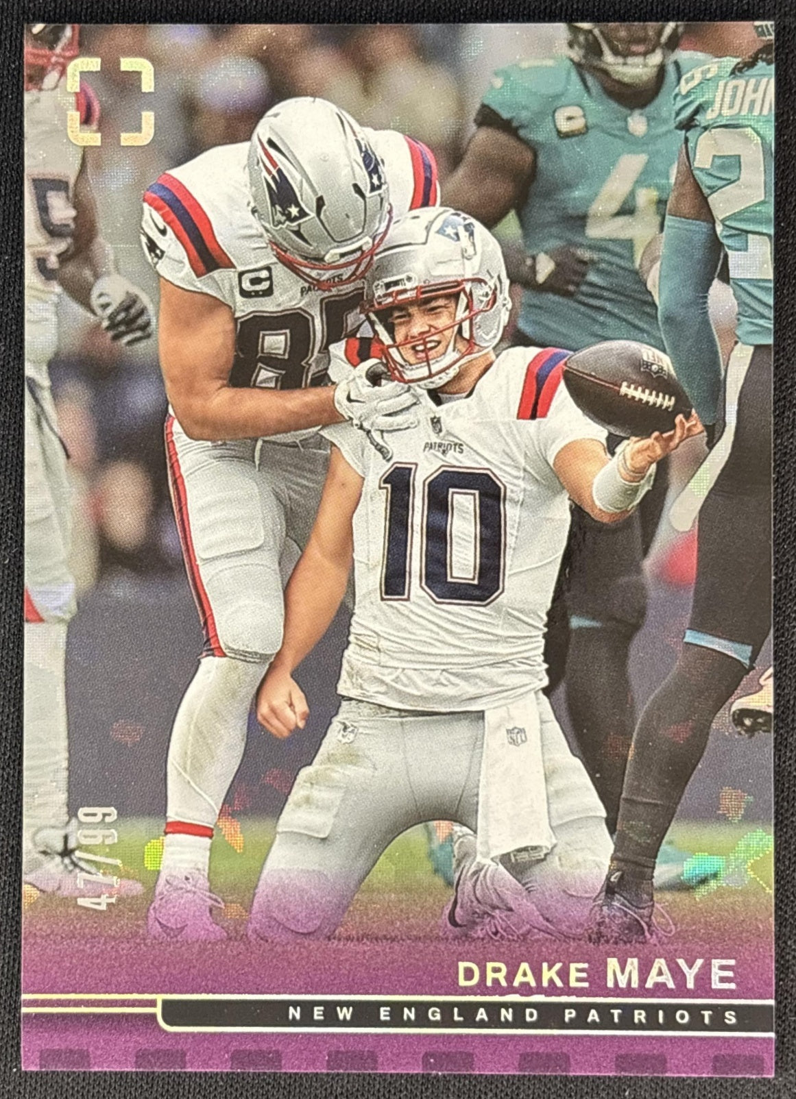 Drake Maye 2025 Panini PhotoGenic Purple /99 Patriots front