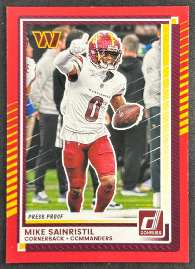 Mike Sainristil 2025 Panini Donruss Press Proof Red Commanders Default Title Sports Trading Cards