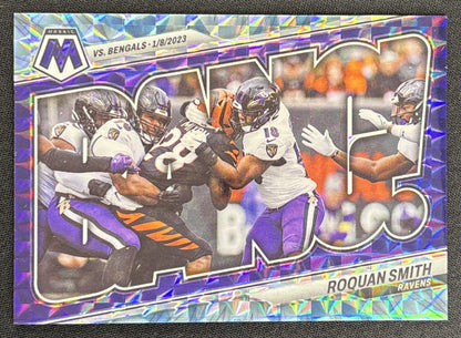 Roquan Smith 2023 Panini Mosaic Bang! Mosaic Blue Reactive /99 Ravens