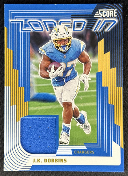 J.K. Dobbins 2025 Panini Score Zoned In Jerseys Chargers 1