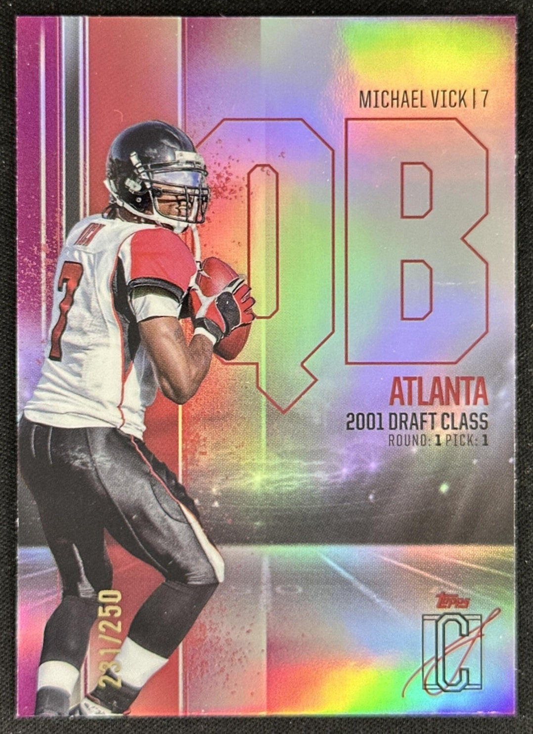 Michael Vick 2024 Signature Class Veteran Chrome Variations Magenta /250 Falcons