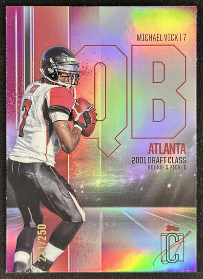 Michael Vick 2024 Signature Class Veteran Chrome Variations Magenta /250 Falcons