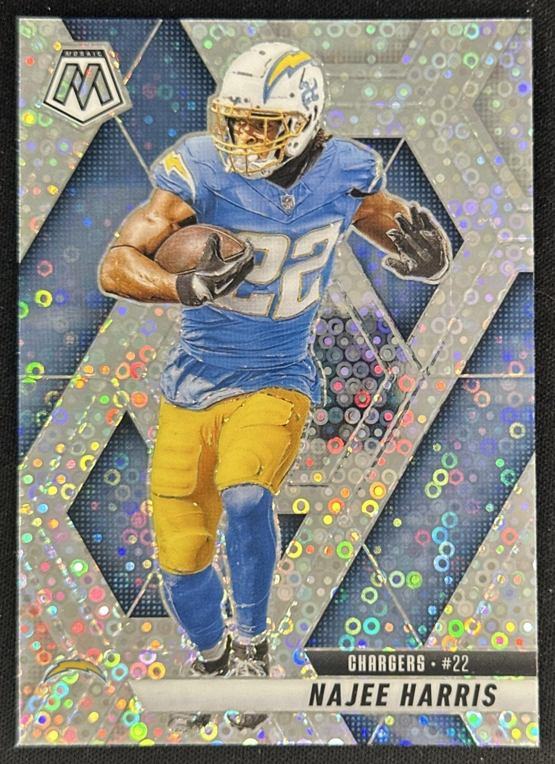 Najee Harris 2025 Panini Mosaic No Huddle Silver Prizm Chargers Sports Trading Cards