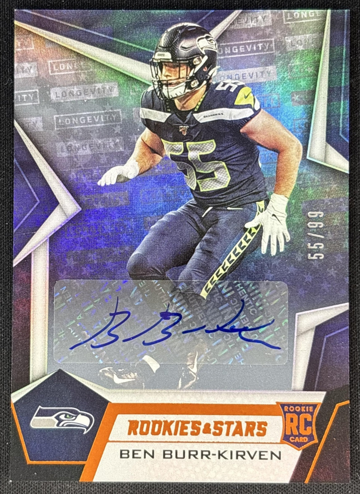 Ben Burr-Kirven 2019 Rookies & Stars Longevity Signatures Orange /99 Seahawks front