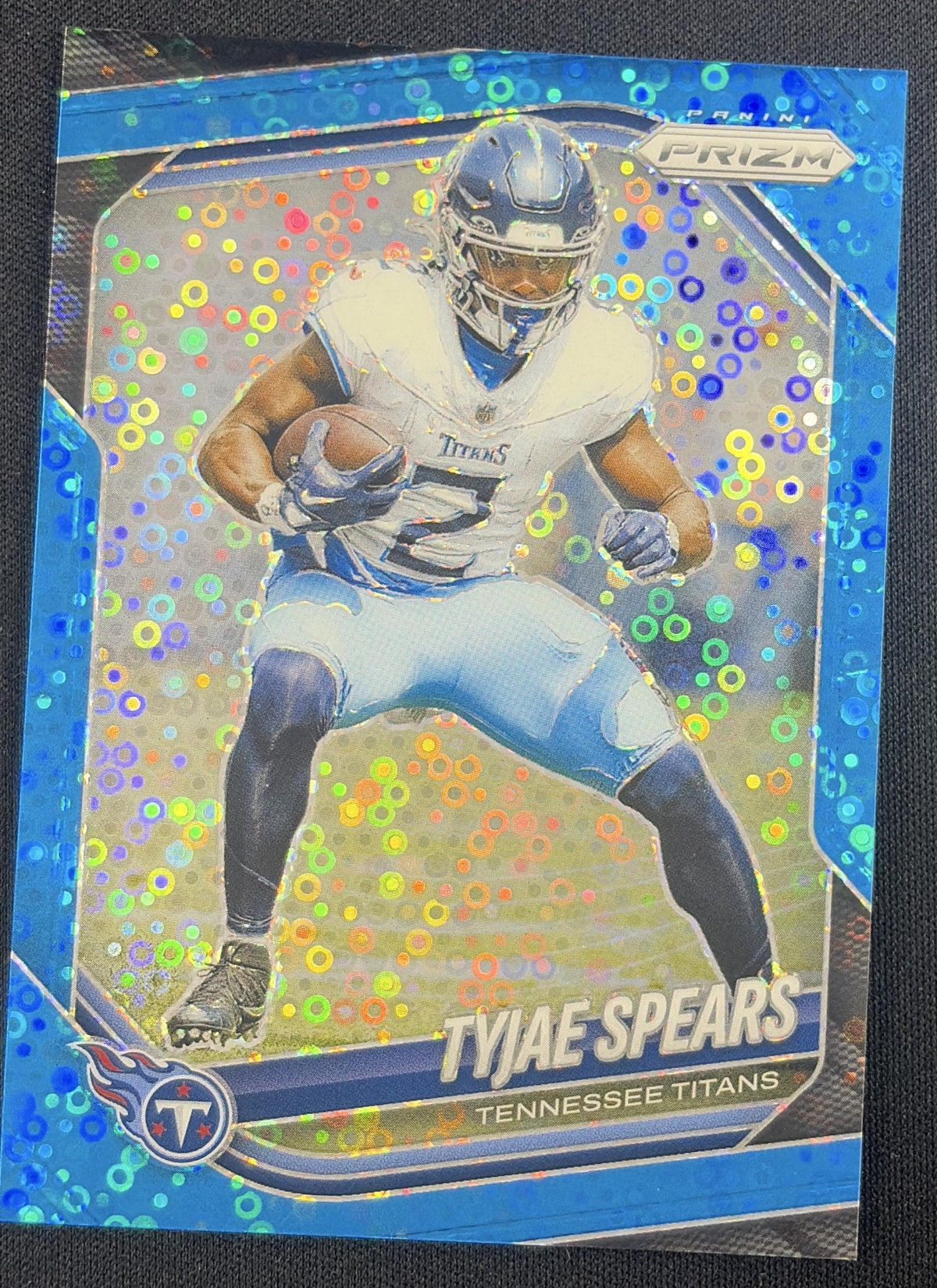 Tyjae Spears 2025 Panini Prizm No Huddle Blue /125 Titans Sports Trading Card