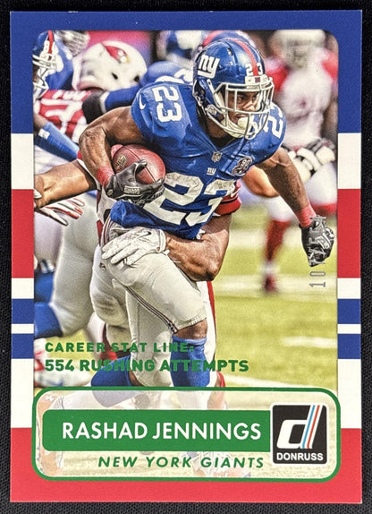 Rashad Jennings 2015 Panini Donruss Stat Line Career Green /554 Giants front