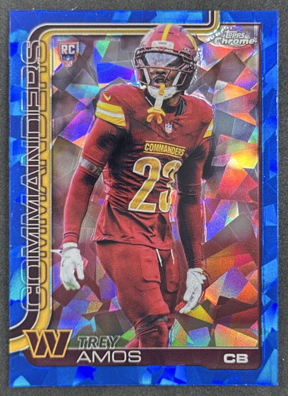 Trey Amos 2025 Topps Chrome Sapphire Commanders Sports Trading Card