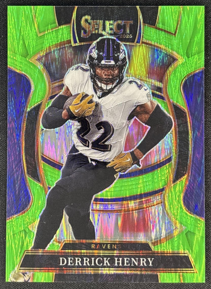 Derrick Henry 2025 Panini Select Concourse Purple Prizm Shock /699 Ravens