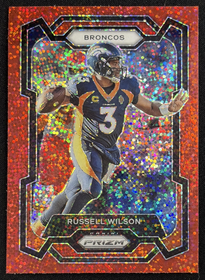 Russell Wilson 2023 Panini Prizm Red Sparkle Prizm Broncos
