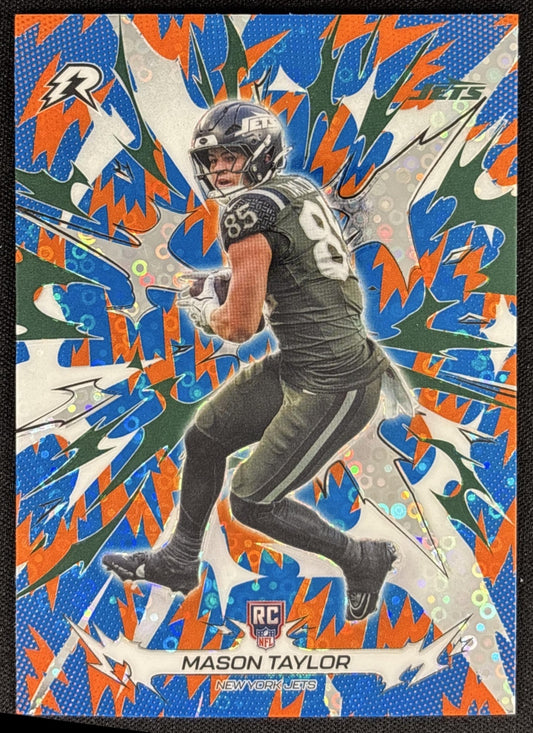 Mason Taylor 2025 Topps Resurgence Blue and Orange Spark Refractor Jets