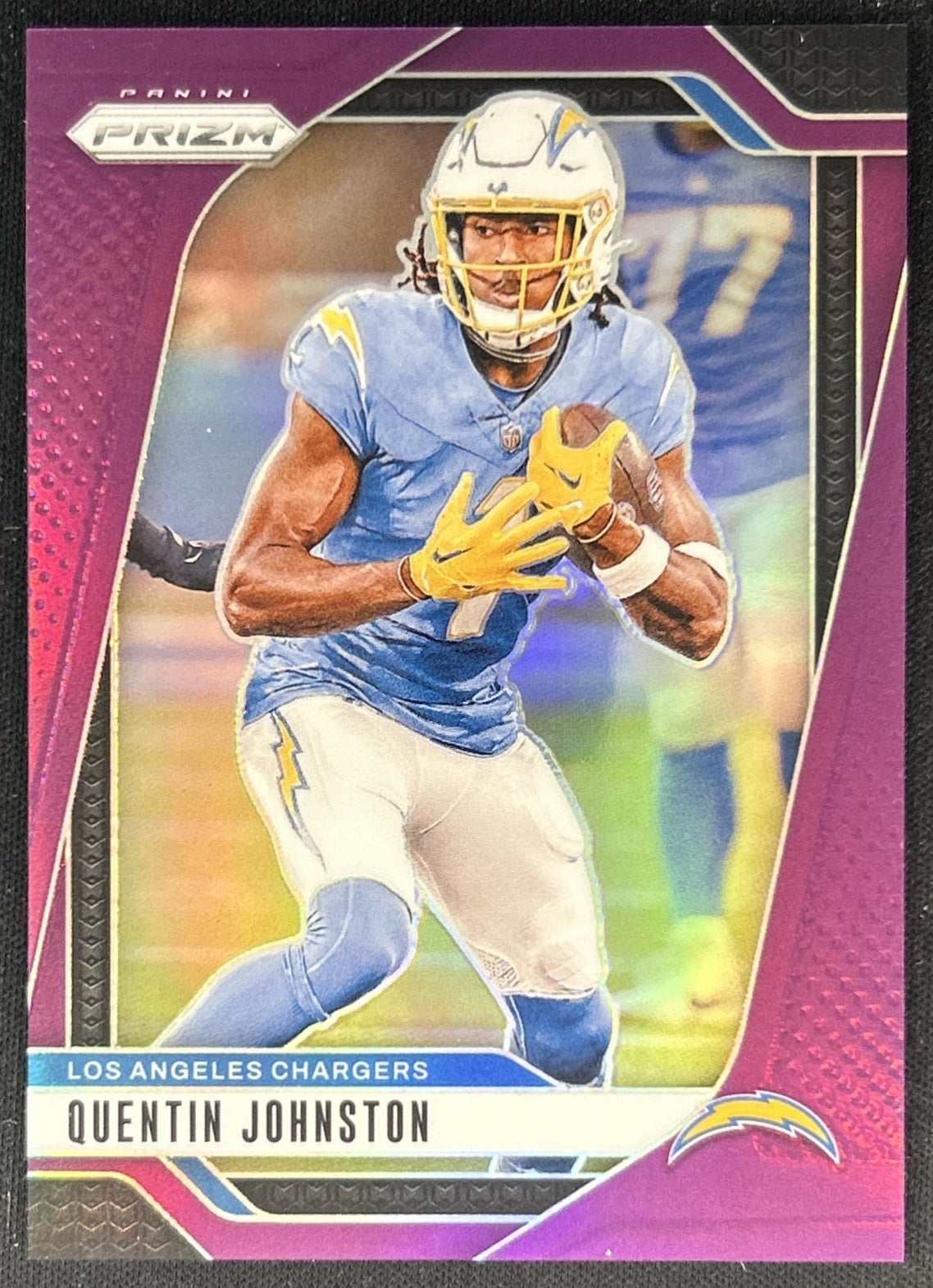 Quentin Johnston 2024 Panini Prizm Purple /125 Chargers front
