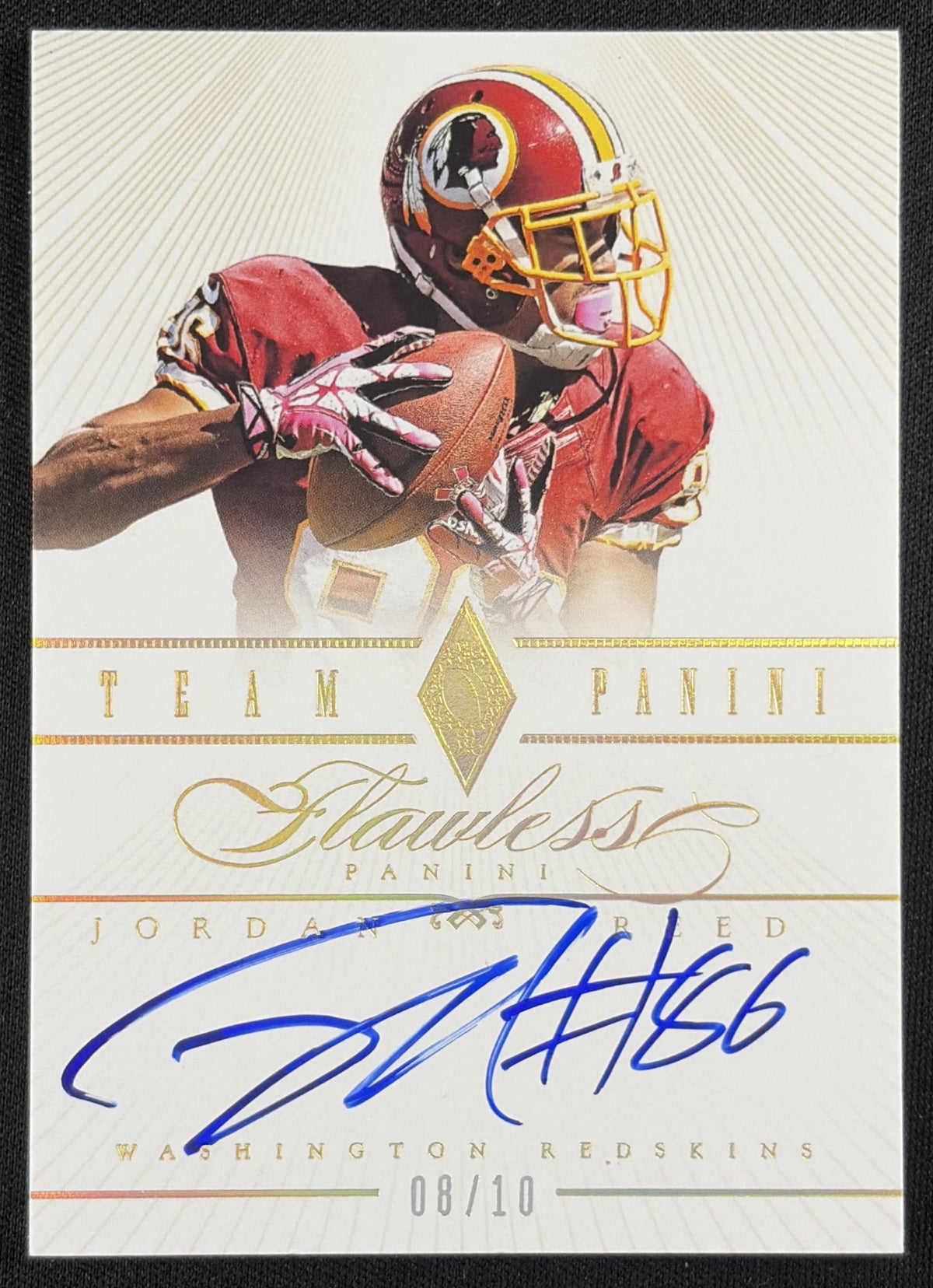 Jordan Reed 2014 Panini Flawless Team Auto Gold /10 Redskins Sports Trading Card