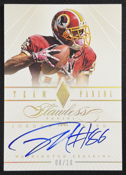 Jordan Reed 2014 Panini Flawless Team Auto Gold /10 Redskins Sports Trading Card