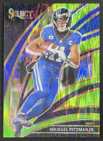 Michael Pittman Jr. 2025 Panini Select Club Level Neon Green Prizm Shock /699 Colts Sports Trading Card