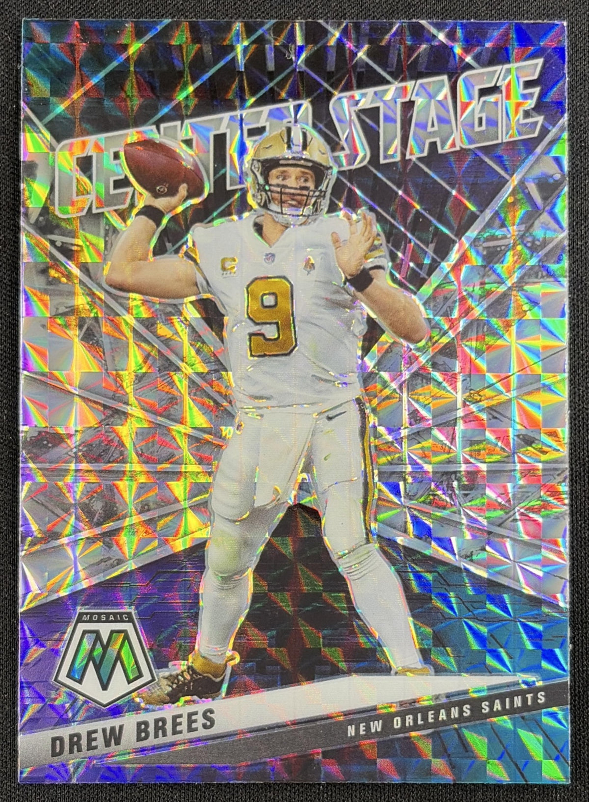 Drew Brees 2021 Panini Mosaic Center Stage Prizm Silver Saints