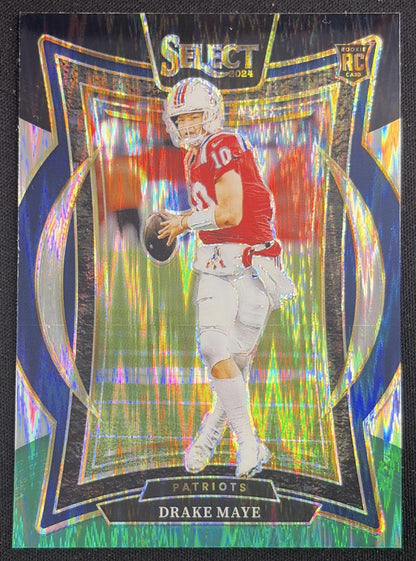 Drake Maye 2024 Panini Select Concourse Black and Green Prizm Shock Patriots Sports Trading Card