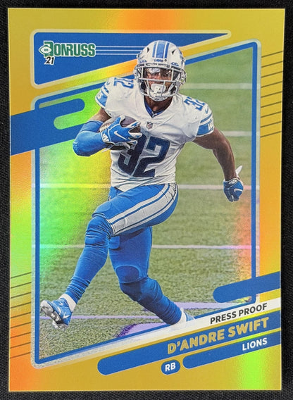 D Andre Swift 2021 Panini Donruss Press Proof Premium Lions - Detroit Lions