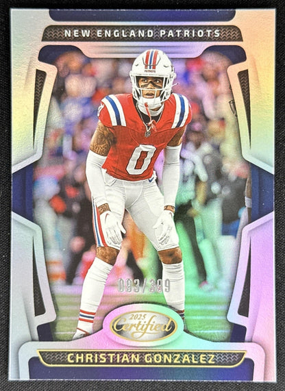 Christian Gonzalez 2025 Panini Certified Mirror /399 Patriots