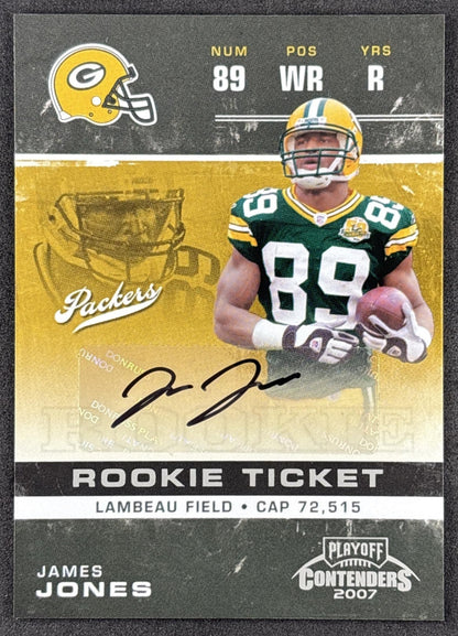 James Jones 2007 Playoff Contenders Rookie Ticket Auto Packers Green Bay Packers