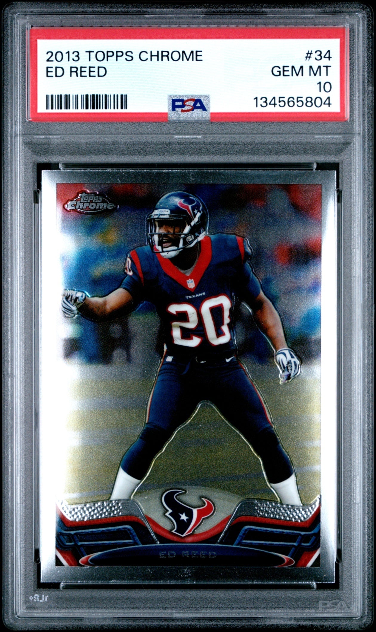 Ed Reed 2013 Topps Chrome PSA 10 Texans front