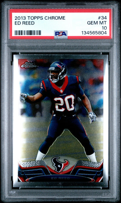 Ed Reed 2013 Topps Chrome PSA 10 Texans Sports Trading Cards