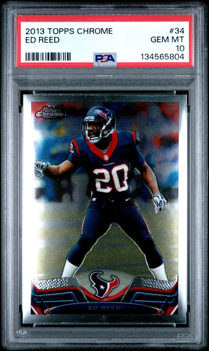 Ed Reed 2013 Topps Chrome PSA 10 Texans front
