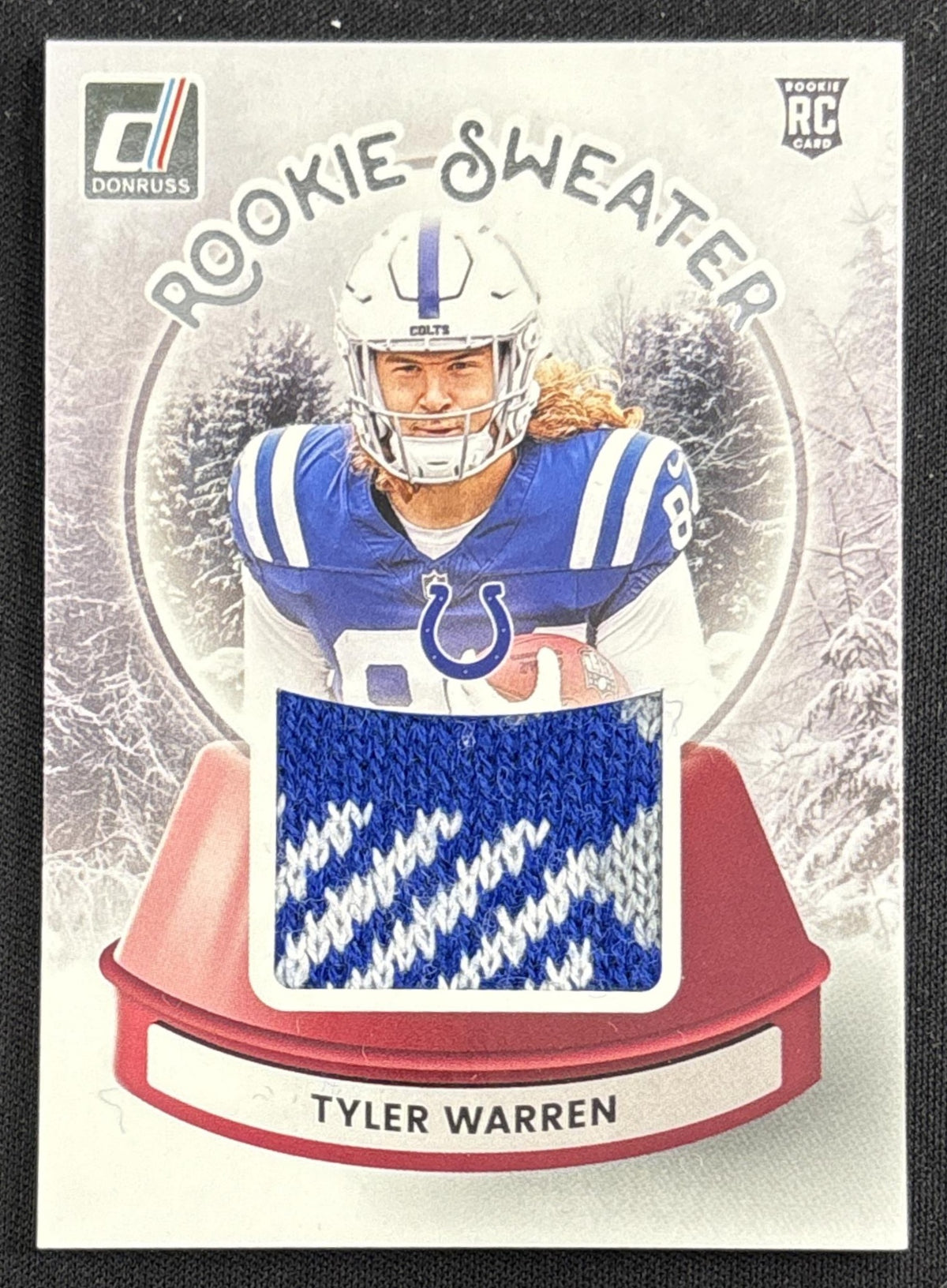 Tyler Warren 2025 Panini Donruss Rookie Holiday Sweater Colts