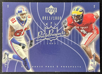 Ronald Bellamy Amani Toomer 2003 Upper Deck Pros & Prospects /1800 Tigers front