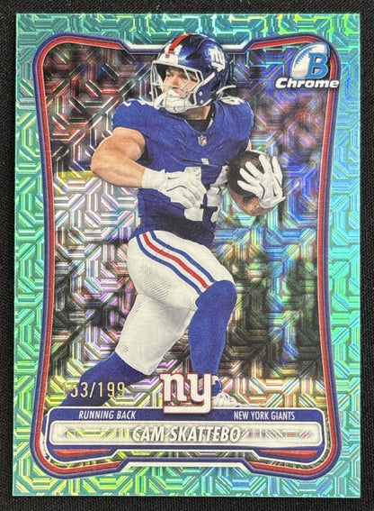 Cam Skattebo 2026 Bowman Chrome NFL Aqua Mojo Refractor /199 Giants - Front