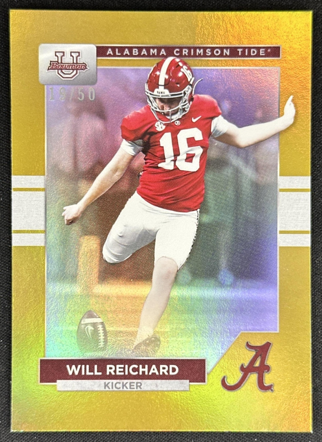 Will Reichard 2023 Bowman University Alabama Crimson Tide Gold Foil /50