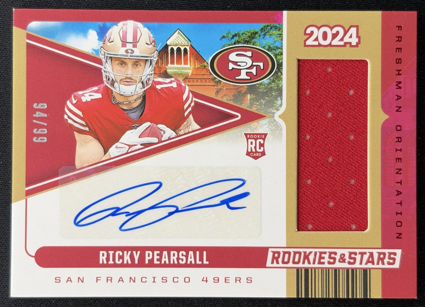 Ricky Pearsall 2024 Panini Rookies & Stars Freshman Orientation /99 49ers Sports Trading Cards